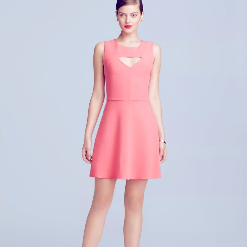 French Connection Ruth Cutout Ponte Fit & Flare Dress Pink Sleeveless Size 6